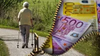 Rentern bei Spaziergang und rechts Geld - Rentenfaktor bei der Allianz