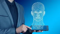 Ein menschlicher Kopf aus Verktorgrafiken auf einem Tablet - BU Frühjahrsumfrage 