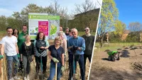 Franke udn Bornberg Mini-Wald Hannover Vahrenheide Pflanztag, Überblick und Gruppenfoto