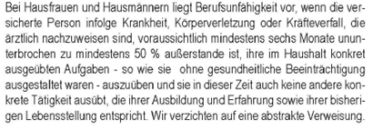 Tätigkeitsklauseln Teil 2 - Positiv Beispiel Hausfrauen