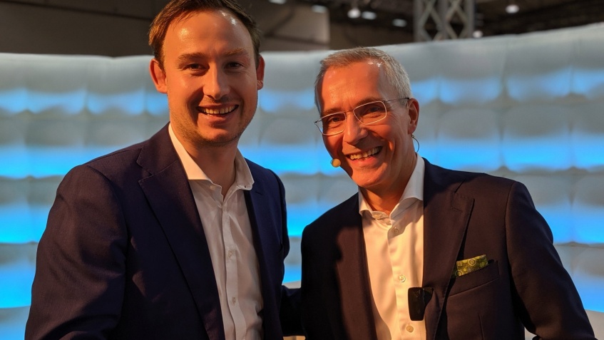 Michael Franke und Max Steinmetz auf dem Kongress Insurtech auf der DKM